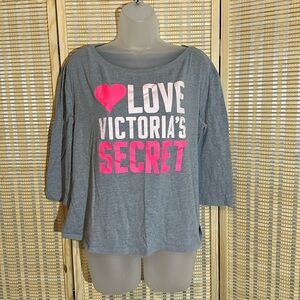 Victoria's Secret LOVE Slightly Cropped Long Sleeve Tee Shirt Large